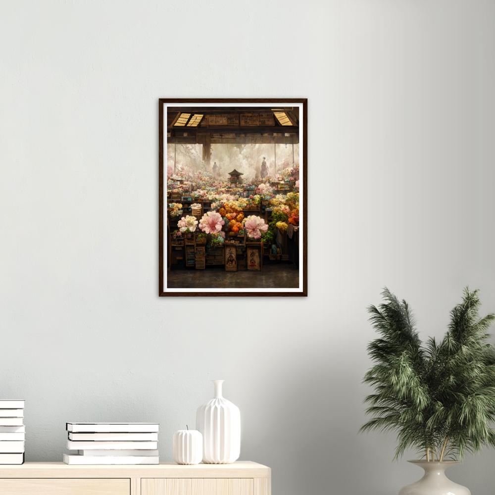 Flower Market print on Premium Matte Paper Wooden Framed Poster