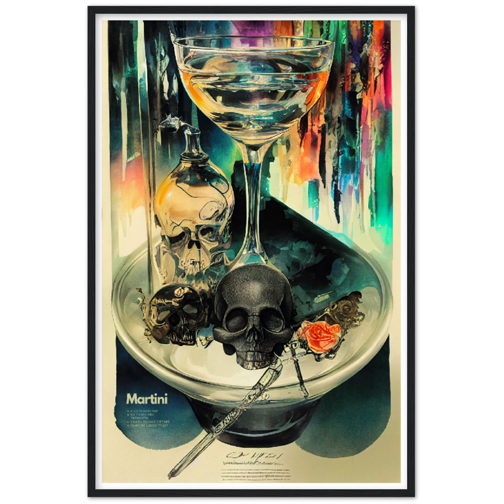 Martini Cocktail print on Premium Matte Paper Wooden Framed Poster