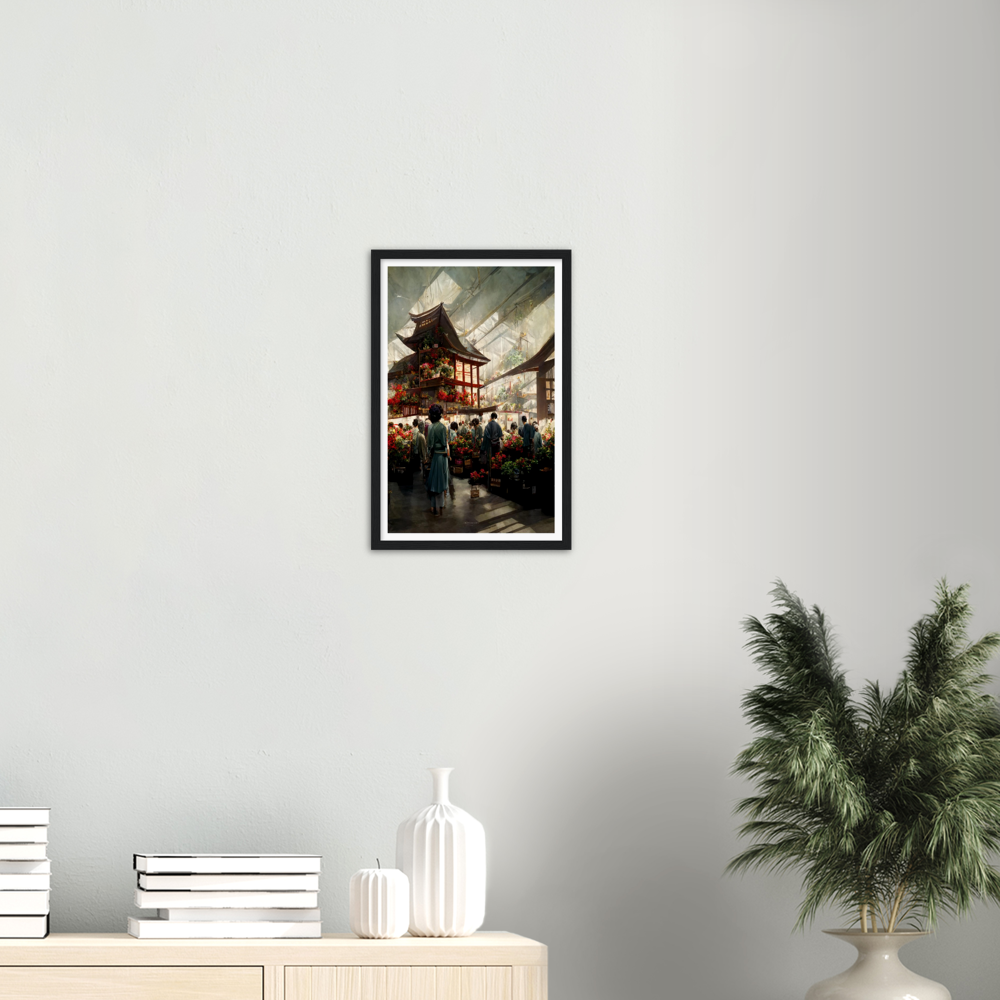 Flower Market print on Premium Matte Paper Wooden Framed Poster