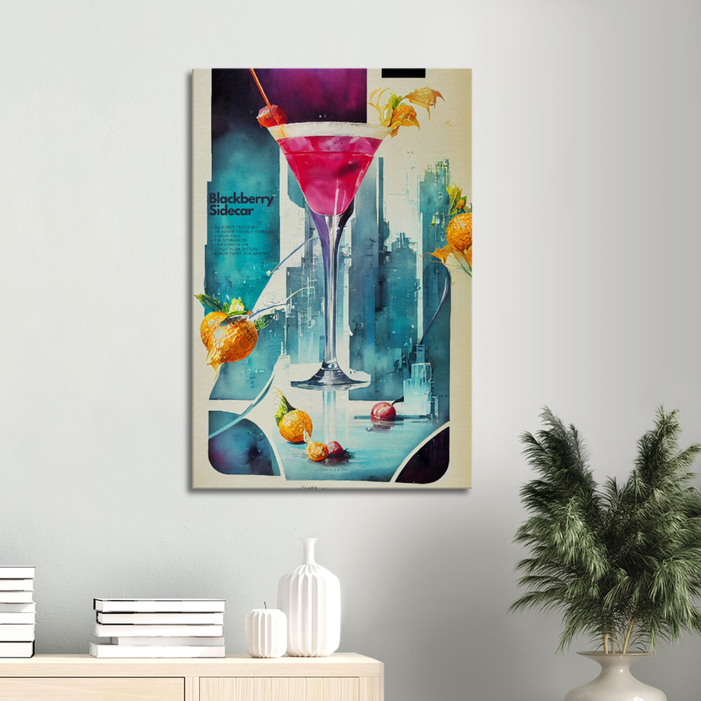 Blackberry Sidecar Cocktail print on Canvas