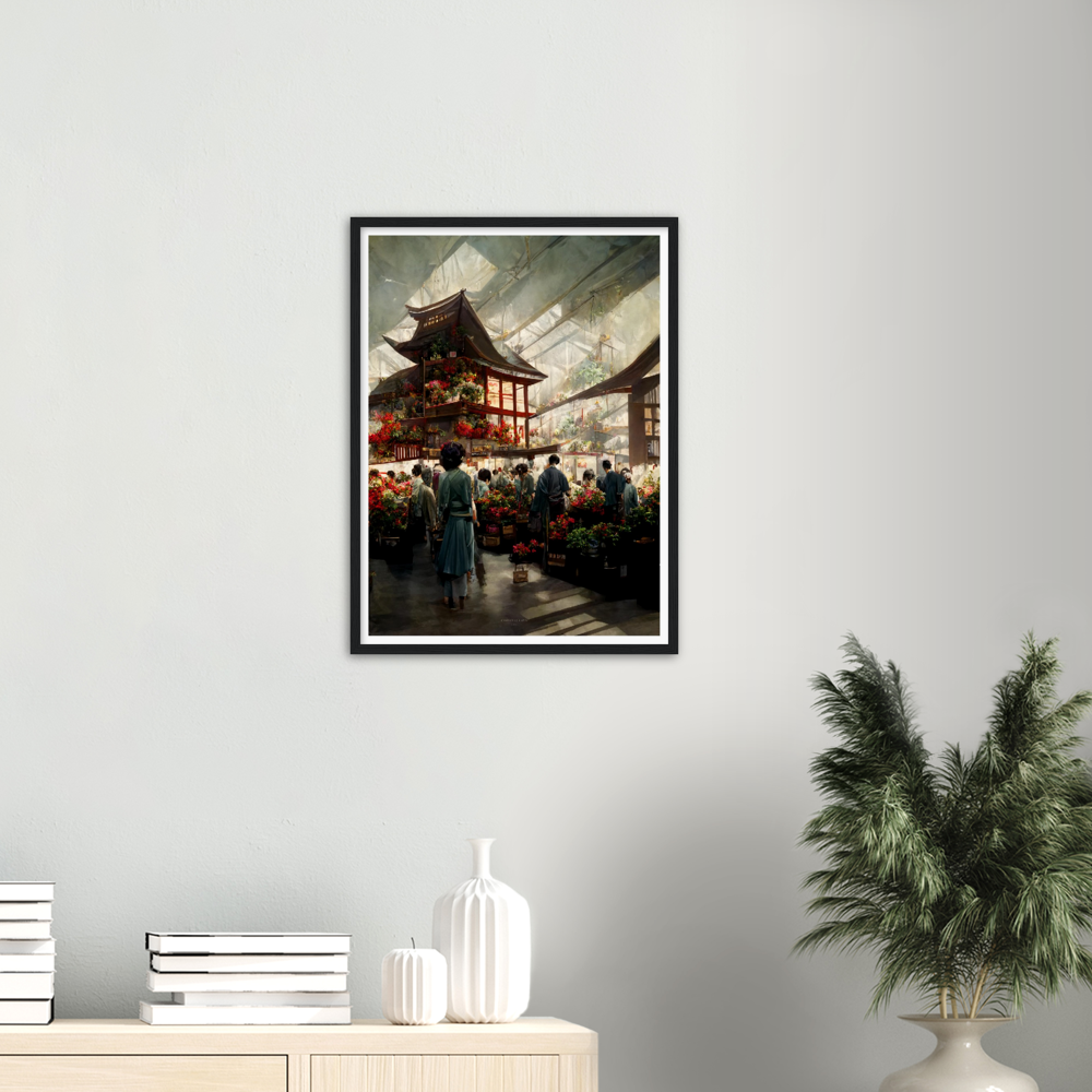 Flower Market print on Premium Matte Paper Wooden Framed Poster