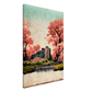 Under Cherry Blossom Tree in Japanese watercolour and oil style/ digital artwork print on Premium Canvas