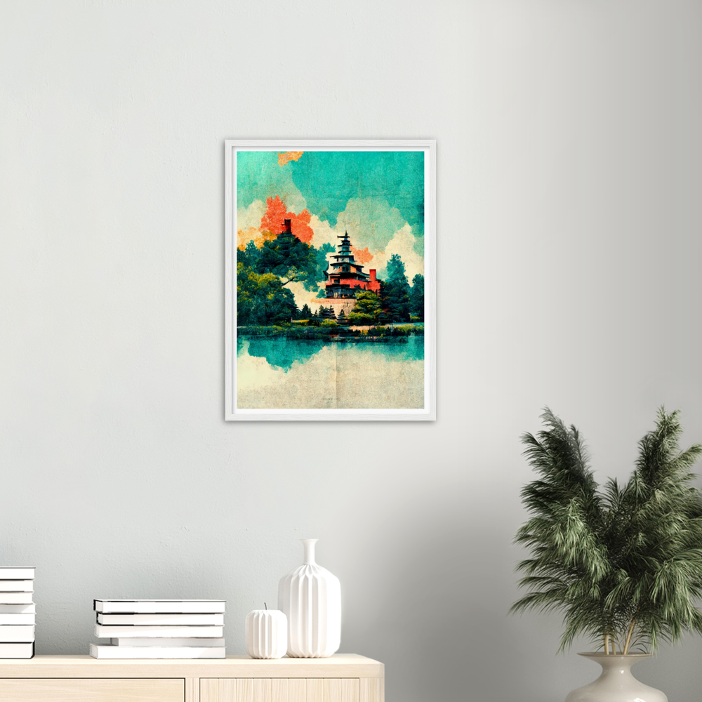 Sunrise on Biwa lake print on Premium Matte Paper Wooden Framed Poster