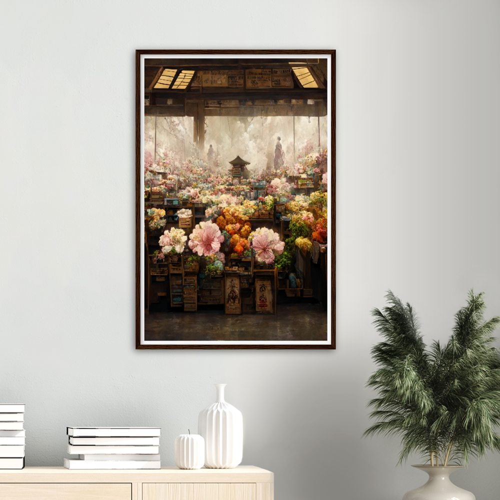 Flower Market print on Premium Matte Paper Wooden Framed Poster