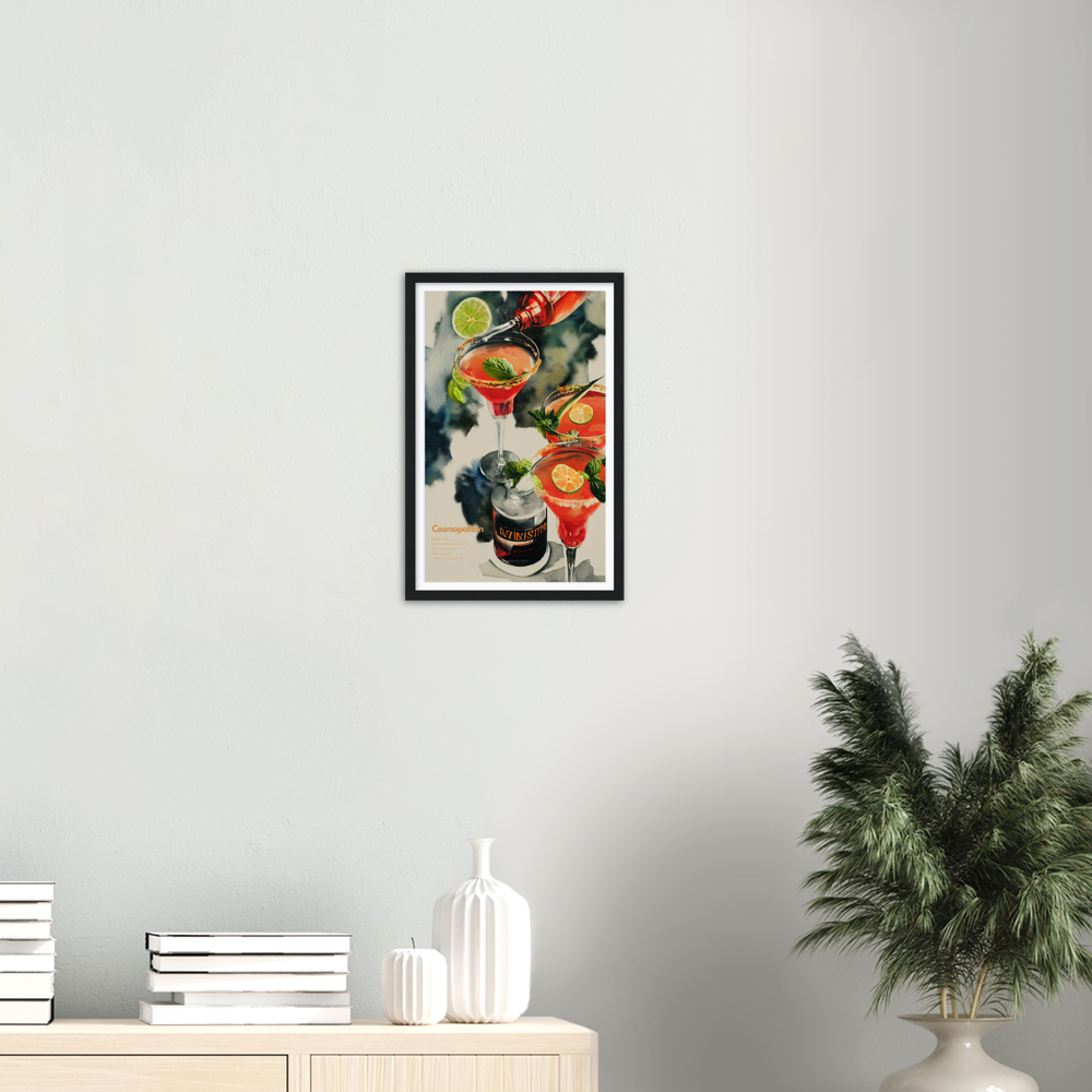 Cosmopolitan Cocktail print on Premium Matte Paper Wooden Framed Poster