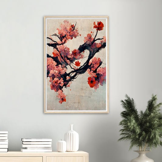 Cherry Blossom print on Premium Matte Paper Wooden Framed Poster