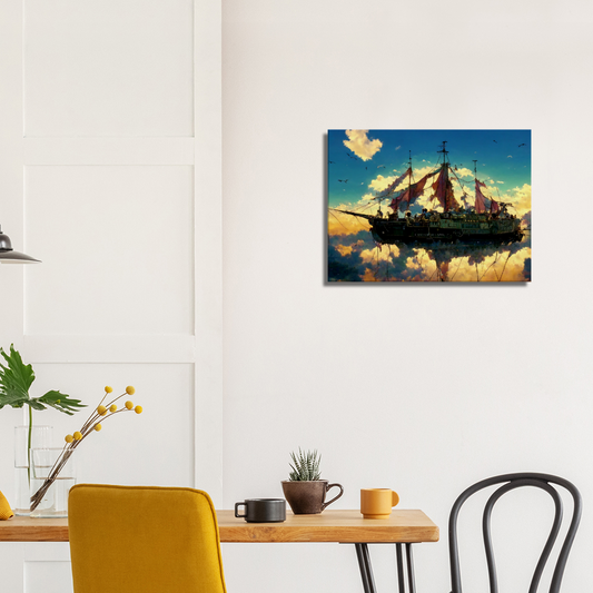 Pirate Ship/ Digital artwork in Ghibli style print on Premium Canvas