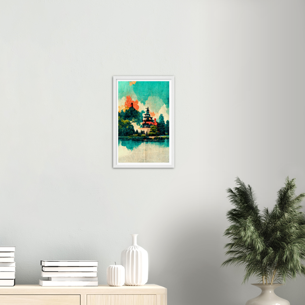 Sunrise on Biwa lake print on Premium Matte Paper Wooden Framed Poster