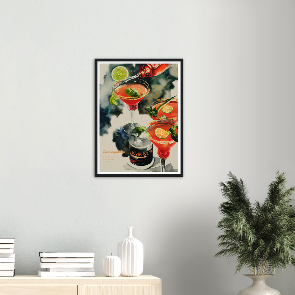 Cosmopolitan Cocktail print on Premium Matte Paper Wooden Framed Poster