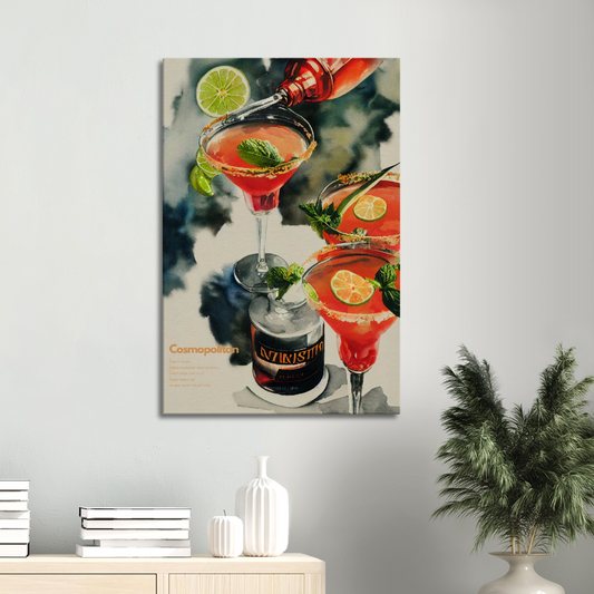Cosmopolitan Cocktail/ Digital Artwork in watercolor style print on Premium Canvas