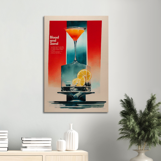 Blood and Sand Cocktail/ Digital Artwork in watercolor style print on Premium Canvas