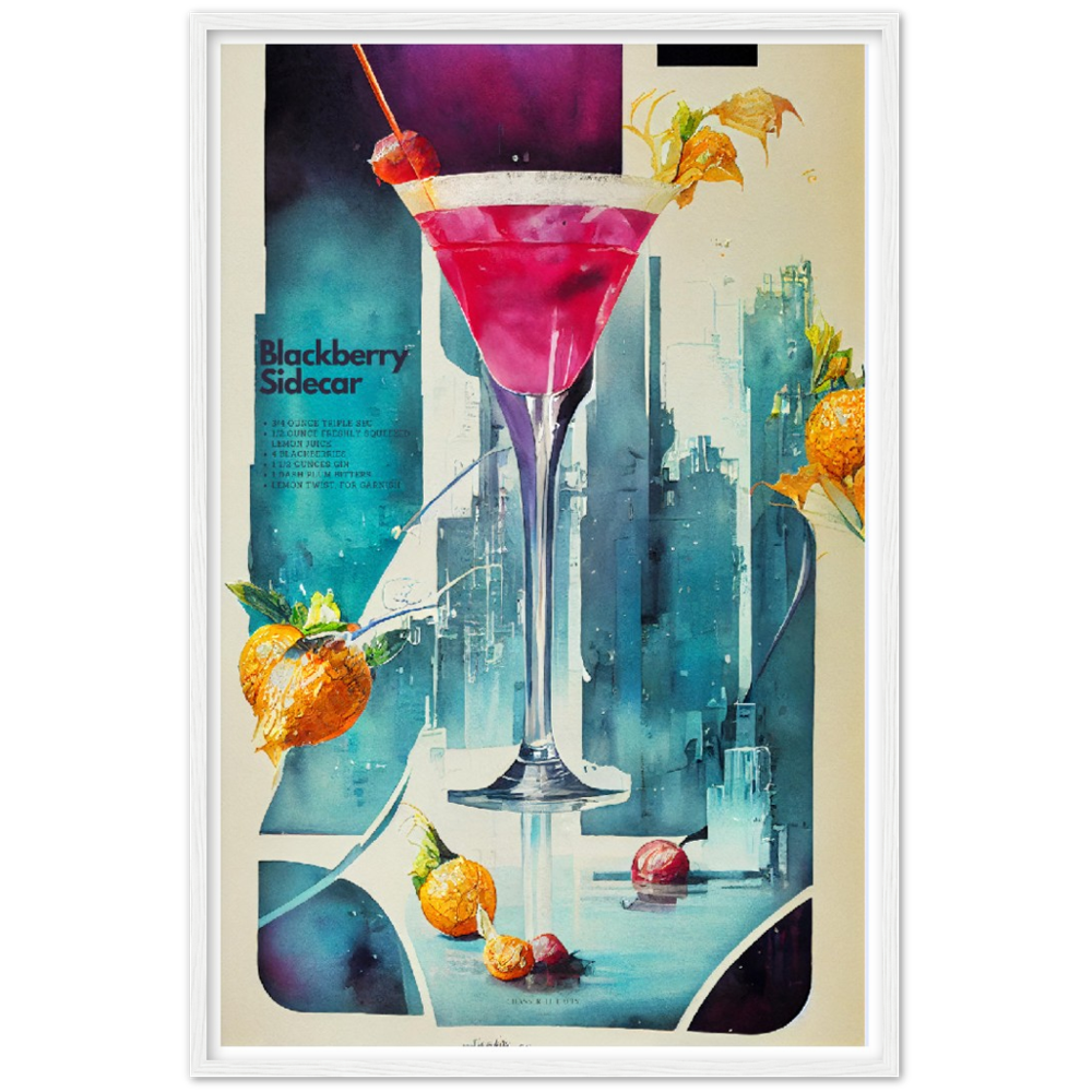 Blackberry Sidecar Cocktail print on Premium Matte Paper Wooden Framed Poster