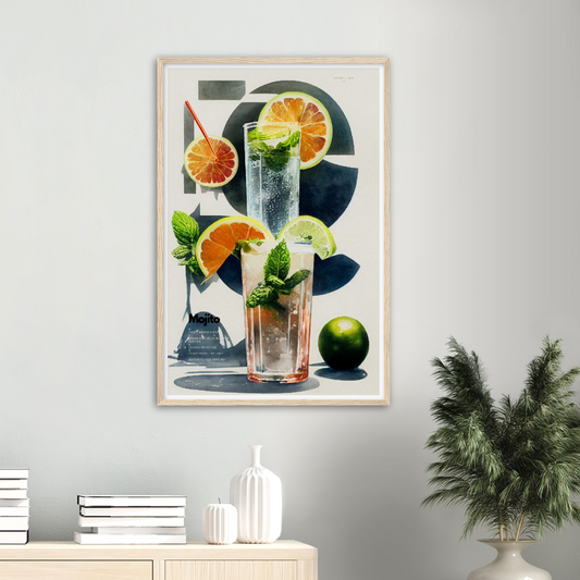 Mojito Cocktail print on Premium Matte Paper Wooden Framed Poster