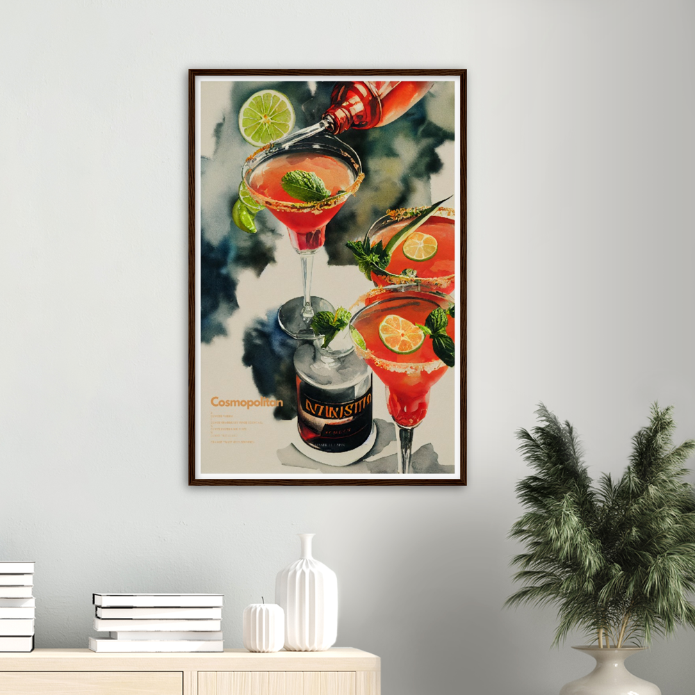 Cosmopolitan Cocktail print on Premium Matte Paper Wooden Framed Poster