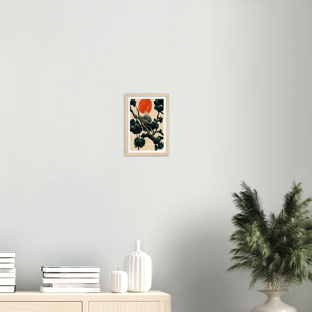 Japanese Pine tree print on Premium Matte Paper Wooden Framed Poster