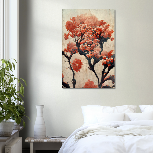 Cherry Blossom in Japanese watercolours and oil style/ digital artwork print on Premium Canvas