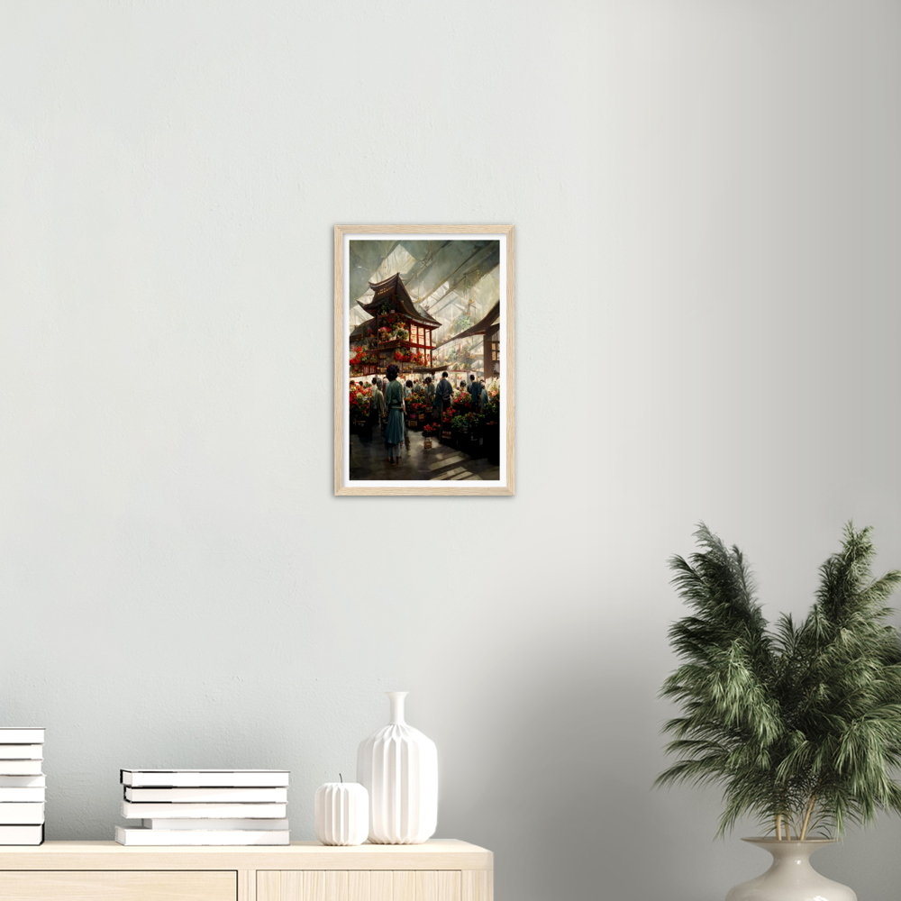 Flower Market print on Premium Matte Paper Wooden Framed Poster