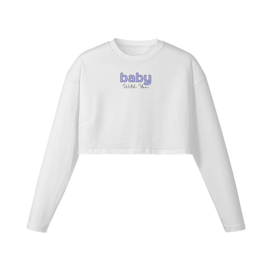 Baby With You 260GSM Unisex's Raw Hem Long Sleeve Crop Top